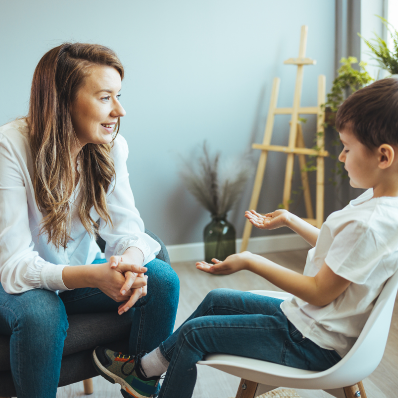 A babysitter being interviewed by a child